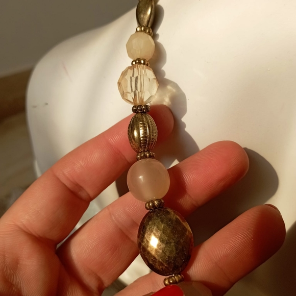 Off White and Brass Necklace - Picture 8 of 17